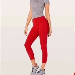 Brand new with tags LULULEMON All The Right Places Crop Legging, size 6, Red